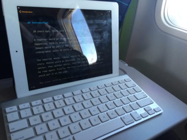 A beautiful flight and a beautiful app. Writing with Ulysses while traveling.